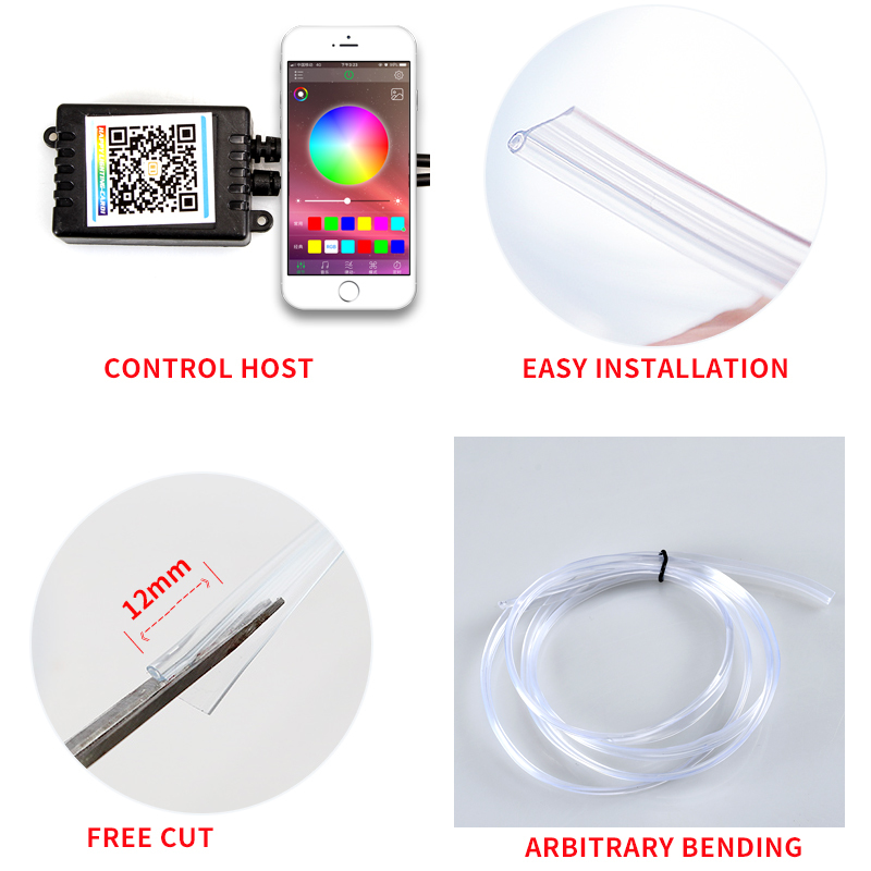 Car Interior Ambient Light Backlight EL Neon Strip 12V RGB Multiple Modes App Sound Control Auto Decorative Door Atmosphere Lamp