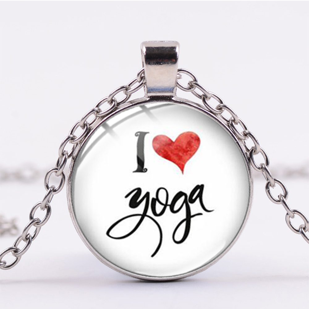 i Love Yoga Long Necklace Om Hindu Yoga Letters Printed Silver Plated Handmade Glass Cabochon Sports Necklace for Women
i Love Yoga Long Necklace Om Hindu Yoga Letters Printed Silver Plated Handmade Glass Cabochon Sports Necklace for Women