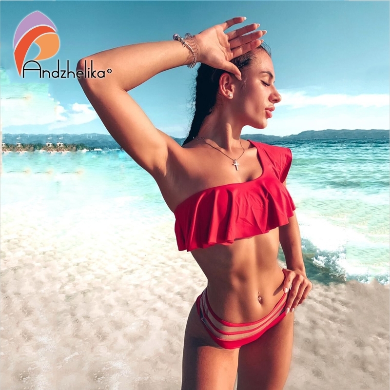 Andzhelika Bikini Women New One Shoulder Sexy Brazilian Lotus Leaf Swimsuit Beach Swimwear Mesh Waist bikini Sets Swim Suit Y200319, Blue
Andzhelika Bikini Women New One Shoulder Sexy Brazilian Lotus Leaf Swimsuit Beach Swimwear Mesh Waist bikini Sets Swim Suit Y200319, Blue