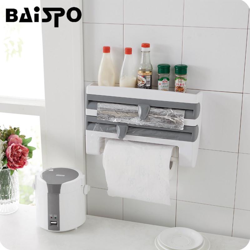 BAISPO New Multifunctional Wall Mounted Kitchen Cling Film Sauce Bottle Storage Rack Paper Towel Holder With Designed Cutter
BAISPO New Multifunctional Wall Mounted Kitchen Cling Film Sauce Bottle Storage Rack Paper Towel Holder With Designed Cutter
