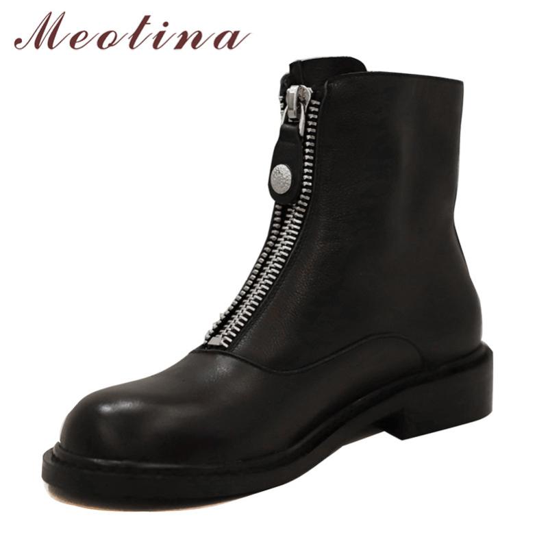 Meotina Genuine Leather Mid Heel Ankle Boots Women Shoes Metal Decoration Zipper Thick Heels Short Boots Autumn Winter Beige 40, Black synthetic lin
Meotina Genuine Leather Mid Heel Ankle Boots Women Shoes Metal Decoration Zipper Thick Heels Short Boots Autumn Winter Beige 40, Black synthetic lin