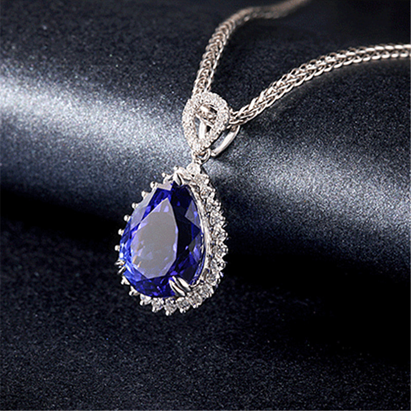 Water Drop Diamond Necklace Sterling Silver Gold Plated Woman Crystal Necklaces Fashion Engagement Wedding Bride Designer Jewelry Mom Birthday Gift Wi
