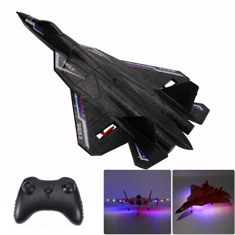 Rc Plane SU 57 Radio Controlled Airplane with Light Fixed Wing Hand Throwing Electric Remote Control 220216