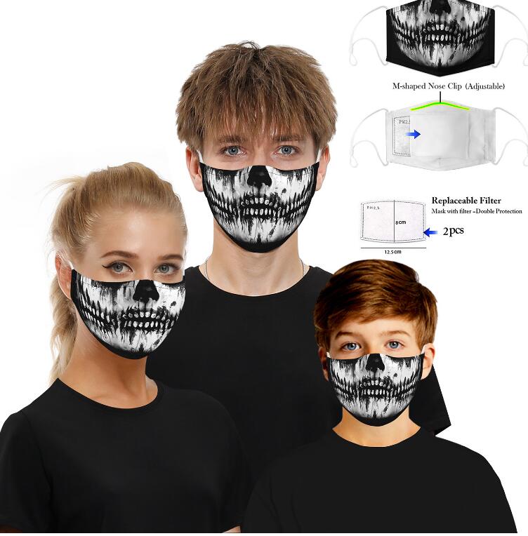 face mask Halloween skull designer face masks printed fashion classic black facemask dustproof windproof and haze replaceable PM2.5 mask
face mask Halloween skull designer face masks printed fashion classic black facemask dustproof windproof and haze replaceable PM2.5 mask