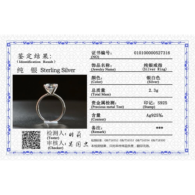 YANHUI With Certificate Solitaire 3 Carat Ring Original Silver 925 Jewelry Natural Zirconia Diamond Wedding Rings For Women LJ201009
