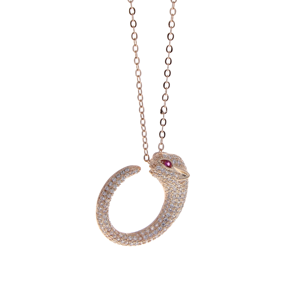 2021 European Women Jewelry Micro Pave CZ Leopard Jaguar Pendant Cubic Zirconia Trendy Necklace Wholesale