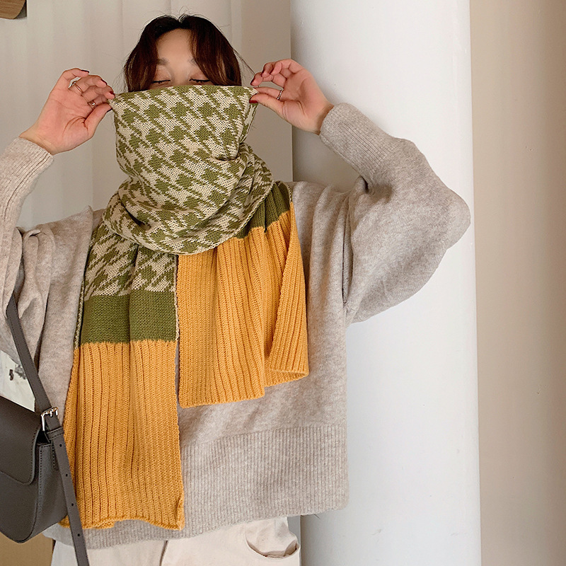 Korean Fashion Autumn Winter New Warm Scarf Female Wild Houndstooth Knitted Wool Student Bib Dual-Use Shawl
Korean Fashion Autumn Winter New Warm Scarf Female Wild Houndstooth Knitted Wool Student Bib Dual-Use Shawl