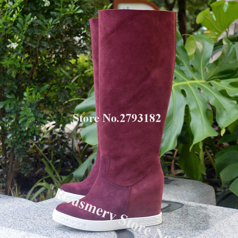 Top Fashion Women Winte Autumn Round Toe Suede Wedge Knee High Boots Fashion Foldable Heels Inside Boots Height Increased Shoes, As picture
Top Fashion Women Winte Autumn Round Toe Suede Wedge Knee High Boots Fashion Foldable Heels Inside Boots Height Increased Shoes, As picture
