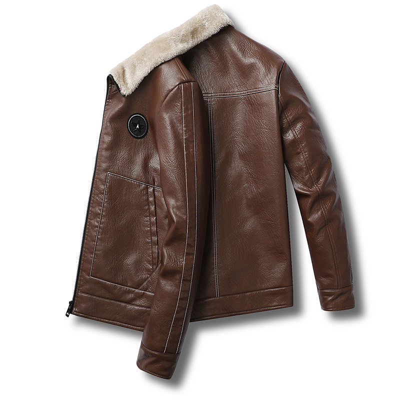 Outerwear Motorcycle Motorcyclist Masculine Business Winter Skin False Men's Leather Jacket Raw Wool to Ykgr, Black.
Outerwear Motorcycle Motorcyclist Masculine Business Winter Skin False Men's Leather Jacket Raw Wool to Ykgr, Black.