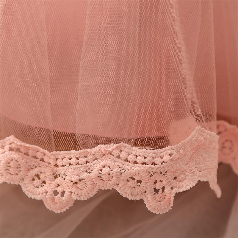 Newborn Baptism Dress For Baby Girl White First Birthday Party Wear Cute Lace Long Sleeve Christening Gown Tutu Infant Clothing 201204