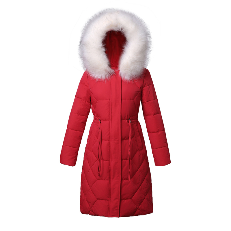 plus size women winter long white duck down jacket korean style slim solid women's coat hooded fur collar thick female parkas 201125