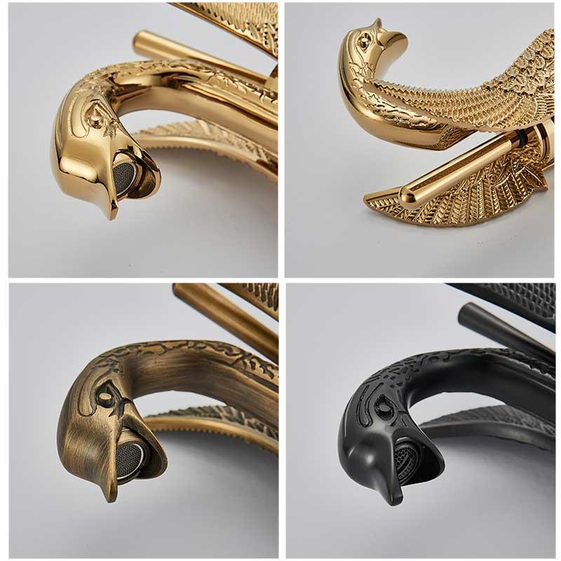 Golden Swan Basin Sink Faucet Single Handle Countertop Bathroom Mixer Tap Deck Mounted Brass Hot Cold Water Tap Chrome Mixer