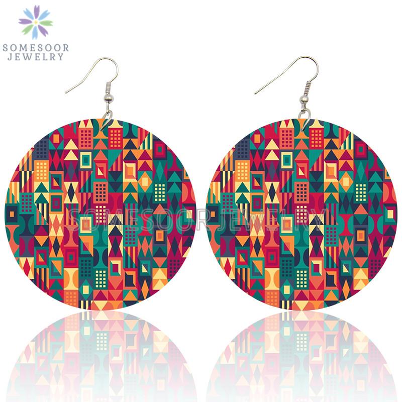 SOMESOOR Fashion African Ethnic Bohemian Wooden Drop Earrings Both Sides Printed Afro Fabric Pattern Loops Dangle For Women Gift
SOMESOOR Fashion African Ethnic Bohemian Wooden Drop Earrings Both Sides Printed Afro Fabric Pattern Loops Dangle For Women Gift
