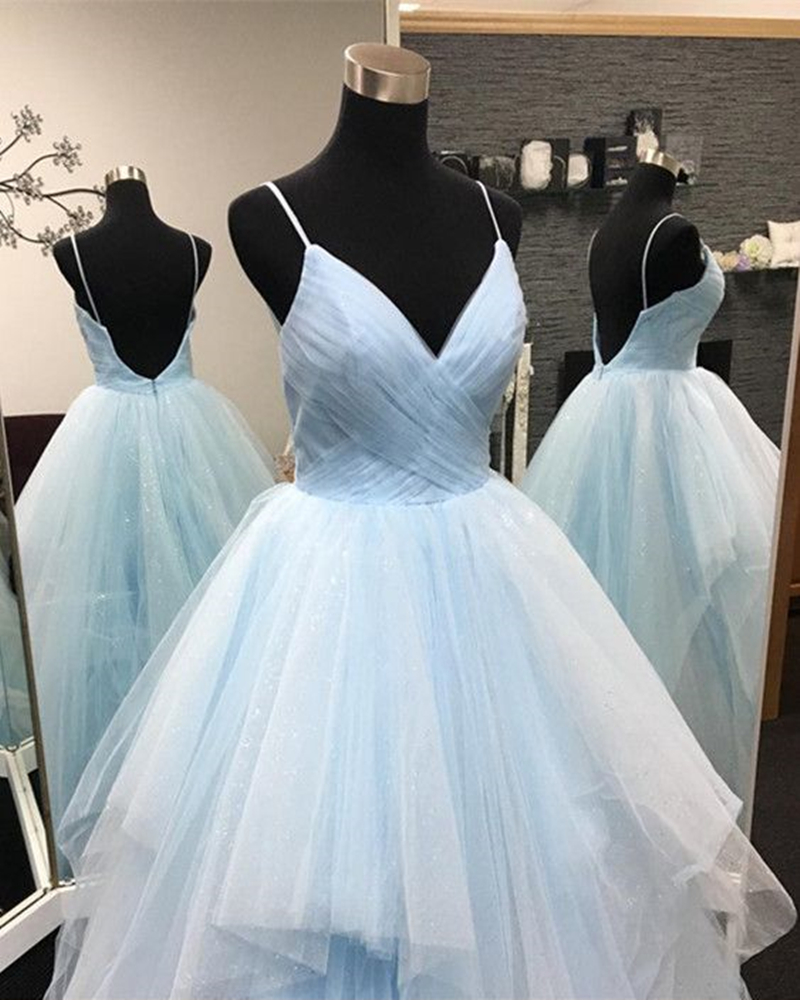 2020 New Light Blue Long Sweetheart Lace Corset Ball Gown Quinceanera Dresses Tulle Sweet 16 Long Prom Party Prom Gown