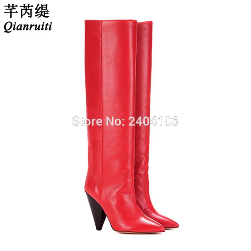 Qianruiti Slip On Shoes Black Red Green Navy Smooth Leather Fashion Knee High Booties Pointed Toe Botas Spike Heels Boots Women, As pic
Qianruiti Slip On Shoes Black Red Green Navy Smooth Leather Fashion Knee High Booties Pointed Toe Botas Spike Heels Boots Women, As pic