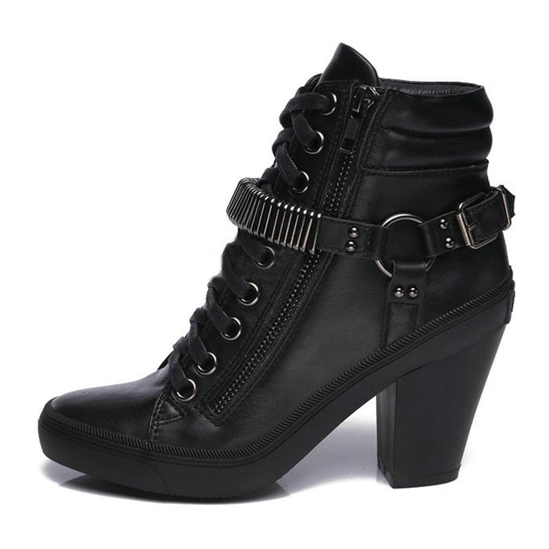 Genuine Leather Women Ankle Boots Lace-up Chunky High Heel Boots Metal Strap Decor Botas Mujer Women Pumps High Top Shoes Woman, Thin heel
Genuine Leather Women Ankle Boots Lace-up Chunky High Heel Boots Metal Strap Decor Botas Mujer Women Pumps High Top Shoes Woman, Thin heel