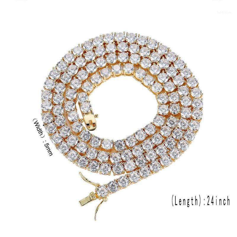 3mm-5mm Iced Out Bling Zircon 1 Row Tennis Chain Necklace Men Hip hop Jewelry Gold Silver Color Charms1