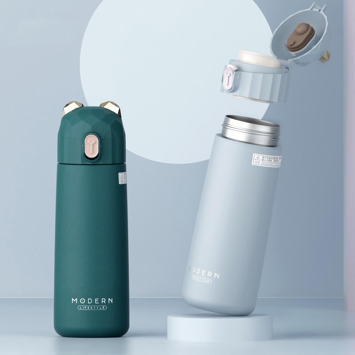 Modern Bear Thermal Cup 304 Stainless Steel Tumbler 350ml Vacuum Flask Lovely Girls Water Thermos Bottle Travel Insulated Cup LJ201218