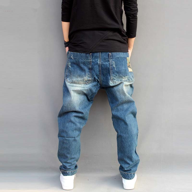 Mens Jeans Casual Joggers Plus Size Hip Hop Harem Denim Pants Camouflage Patchwork Quality Trousers Blue Jeans Male Clothes T200614