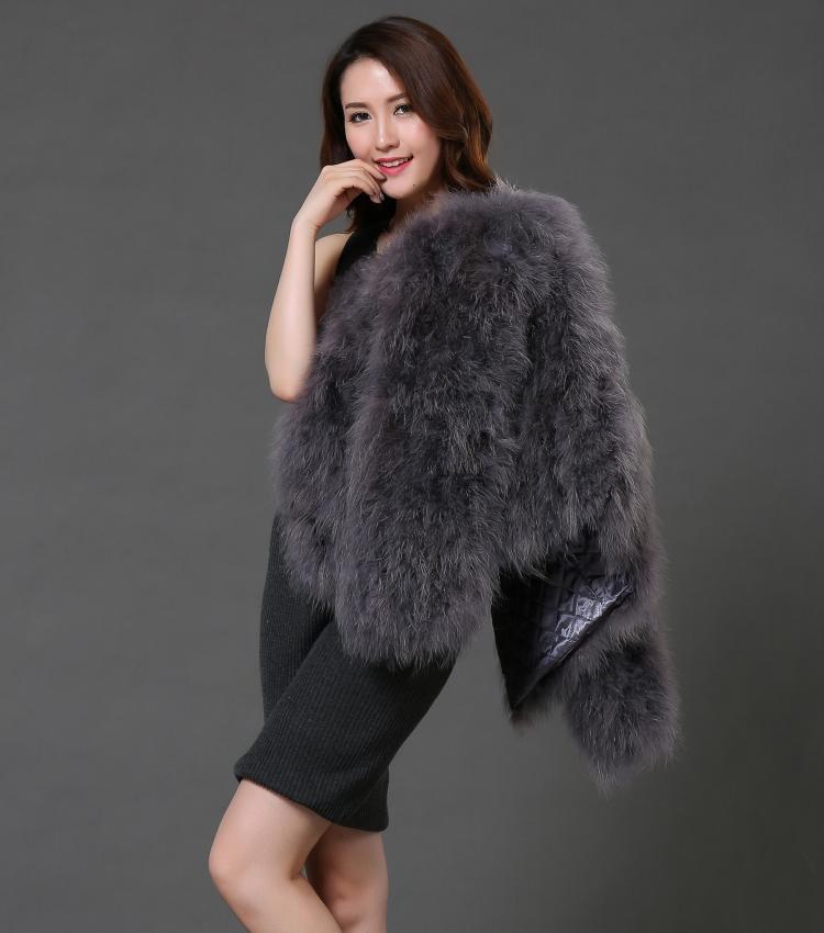 sexy Ostrich wool turkey real fur women black coat genuine feather short plus size 5XL,7XL winter festival long sleeve jacket 210204
