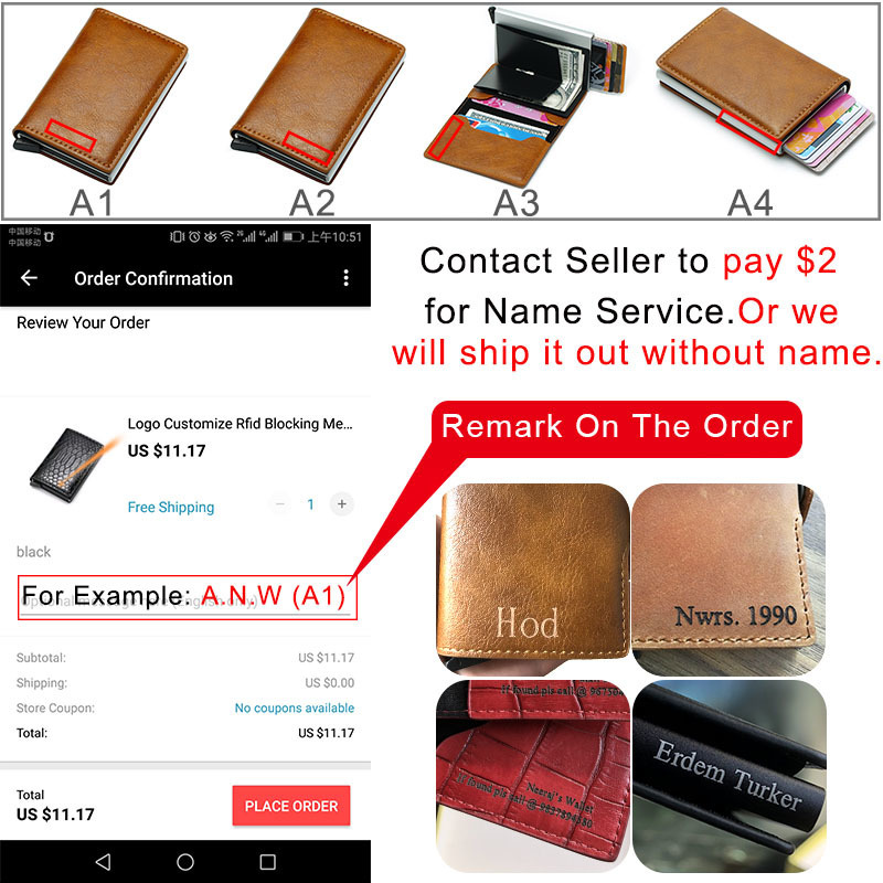 Rfid Blocking Protection Men id Credit Card Holder Wallet Leather Metal Aluminum Business Bank Card Case CreditCard Cardholder LJ200914