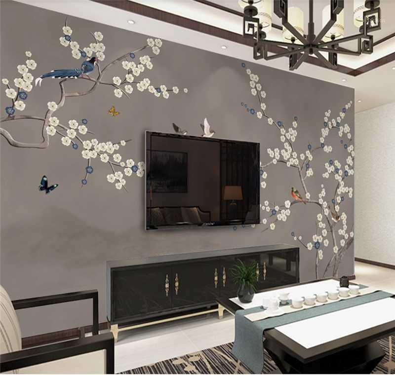 Xuesu Hand-painted meticulous blue plum flower bird TV bedroom background wall custom wallpaper mural 3D/5D/8D photo wall1, Silk material
Xuesu Hand-painted meticulous blue plum flower bird TV bedroom background wall custom wallpaper mural 3D/5D/8D photo wall1, Silk material