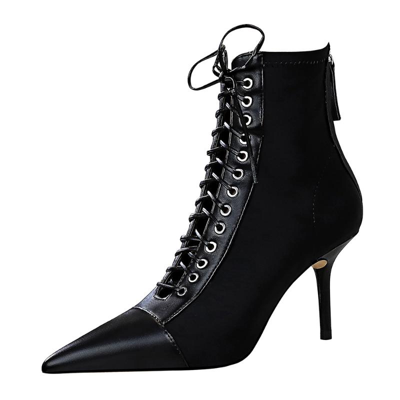 New Fashion High Heel Lace-up Cutout Cross Strap Pointed Shoes Slim Sexy Women's Ankle Boots Shoes for Women, Black
New Fashion High Heel Lace-up Cutout Cross Strap Pointed Shoes Slim Sexy Women's Ankle Boots Shoes for Women, Black