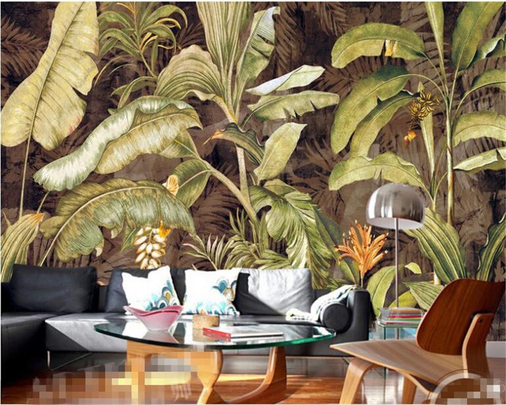 Photo wallpaper retro tropical plant banana leaves banana flower oil painting background wall decoration 3D wall paper, Silk cloth
Photo wallpaper retro tropical plant banana leaves banana flower oil painting background wall decoration 3D wall paper, Silk cloth