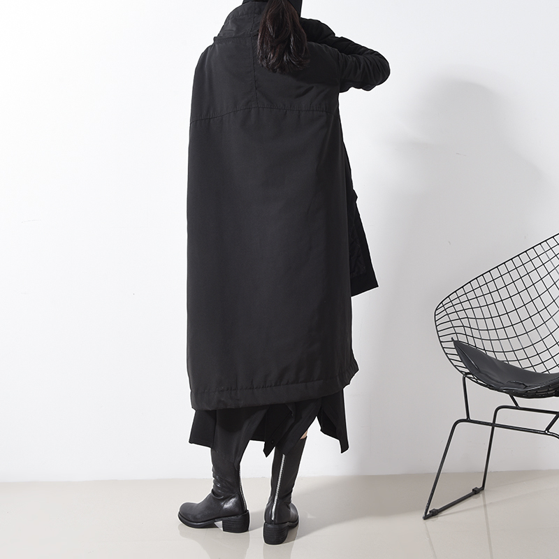 [EAM] Irregular Big Size Cotton-padded Coat Long Sleeve Loose Fit Women Parkas Fashion Tide New Autumn Winter YA77101 201019