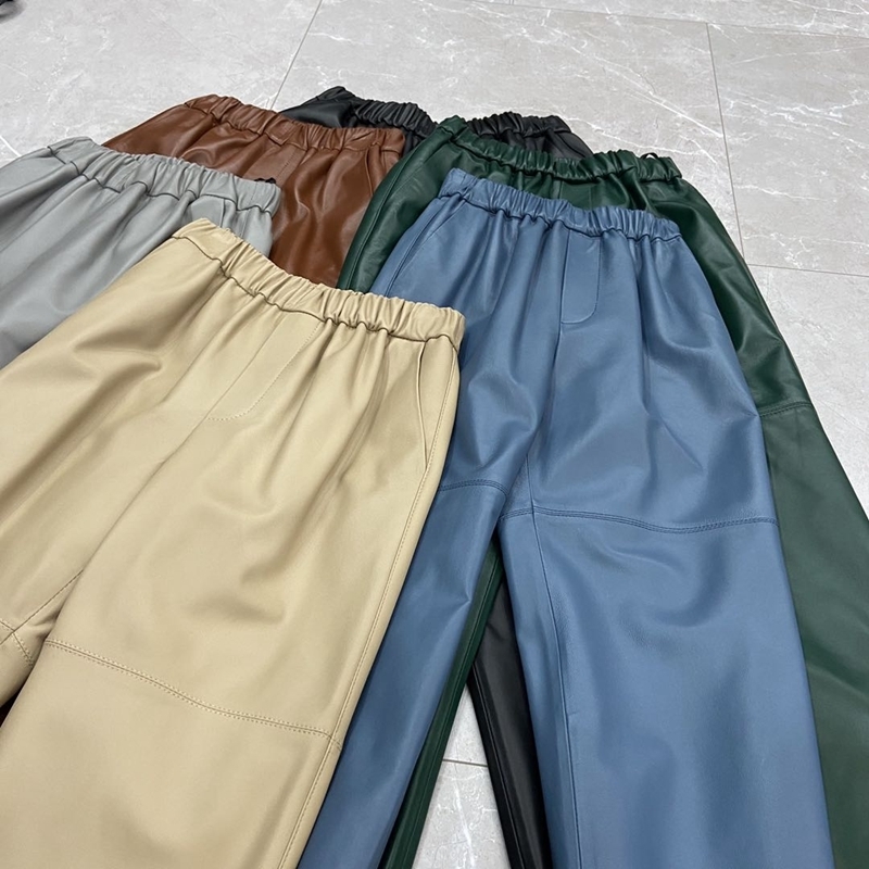 Women Pants 100% Genuine Sheep Leather 2020 Fashion Real Genuine Sheep Leather Crop Jeans Elastic Belt Waist Trousers LJ201130