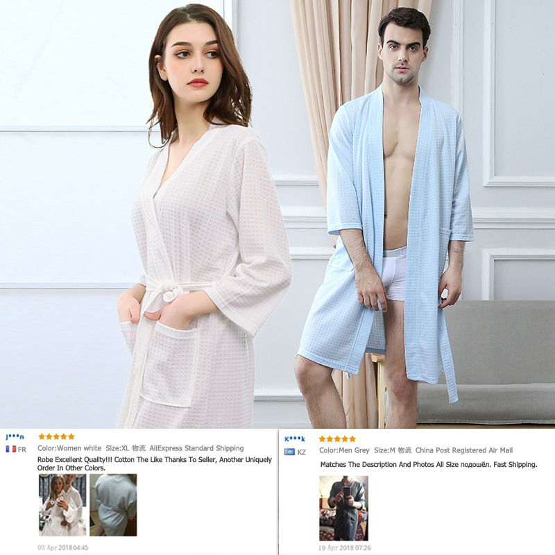Women Men Suck Water Waffle Kimono Bath Robe Peignoir Femme Summer Bathrobe Bride Bridesmaid Robes Sexy Dressing Gown Lingerie 210203