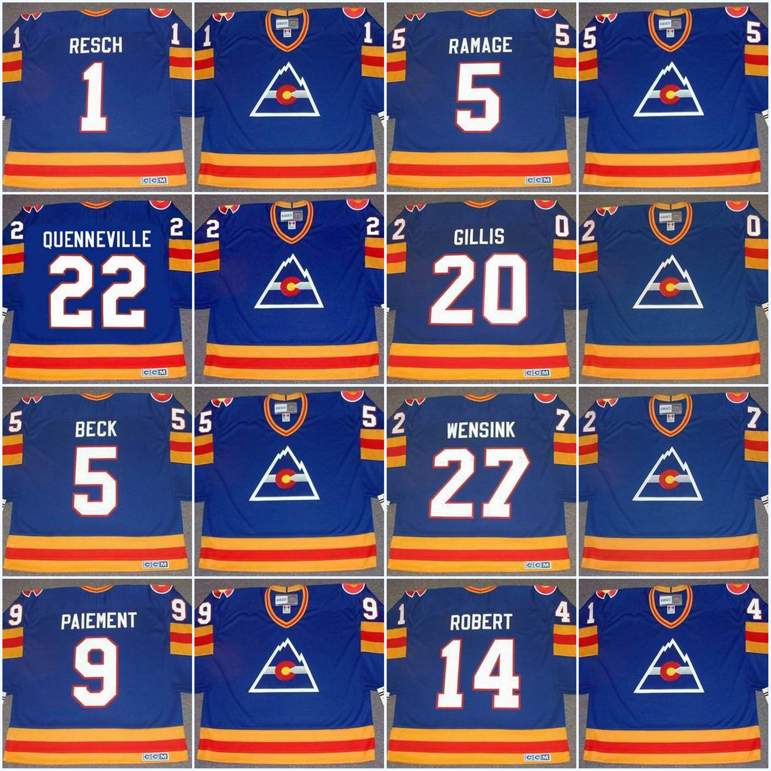Colorado Rockies Jersey GLENN RESCH BARRY BECK ROB RAMAGE LANNY MCDONALD WILF PAIEMENT RENE ROBERT MIKE GILLIS JOEL QUENNEVILLE JOHN WENSINK, 00 1970's 2
Colorado Rockies Jersey GLENN RESCH BARRY BECK ROB RAMAGE LANNY MCDONALD WILF PAIEMENT RENE ROBERT MIKE GILLIS JOEL QUENNEVILLE JOHN WENSINK, 00 1970's 2