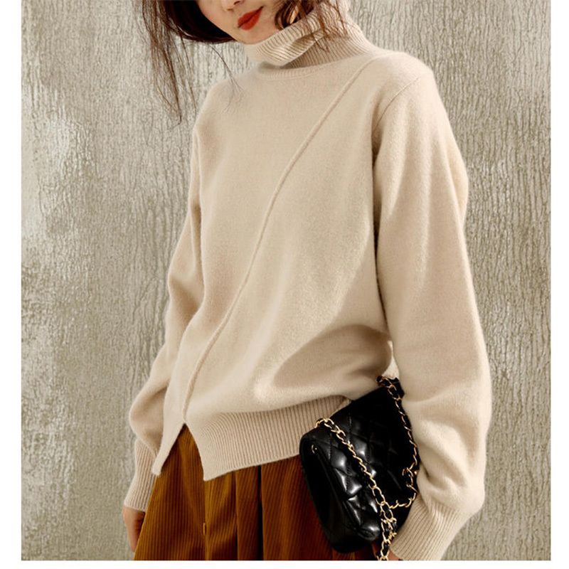 Soft Loose Jumpers for Women Turtleneck Winter Warm Sweater Cashmere and Wool Knitted Pullovers ladies 3Colors standard Clothes 201031