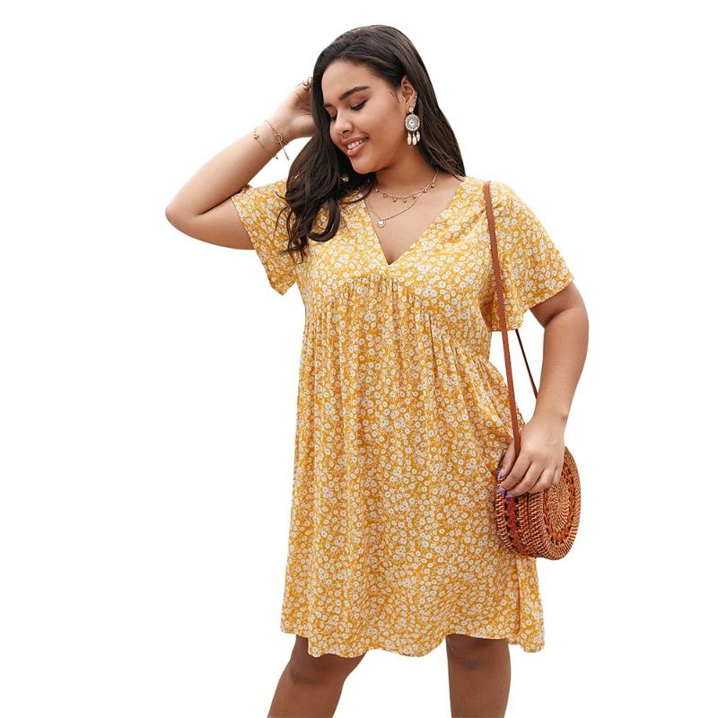 Plus Size 4XL Casual Dress Women 2020 New Summer Short Sleeve Dress Women Loose Casual V-neck High Waist Plus Size Floral, Yellow
Plus Size 4XL Casual Dress Women 2020 New Summer Short Sleeve Dress Women Loose Casual V-neck High Waist Plus Size Floral, Yellow