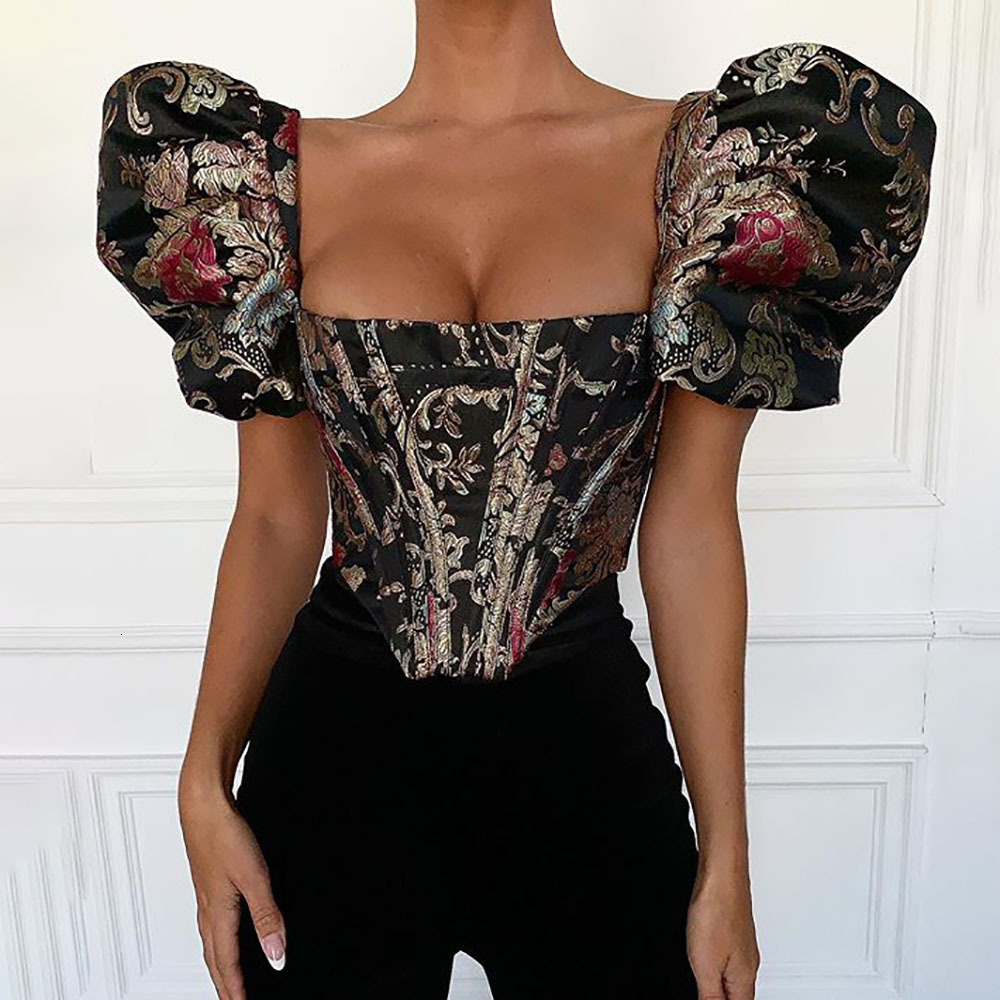 2021 New Chic Embroidery Flower Crop Tops Summer Vintage Jacquard Bustier Boned Sleeve Sexy t Shirt Women Ao5f, Beige
2021 New Chic Embroidery Flower Crop Tops Summer Vintage Jacquard Bustier Boned Sleeve Sexy t Shirt Women Ao5f, Beige