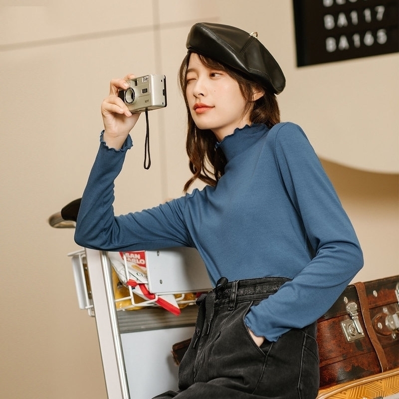INMAN Winter New Arrival Women' Long Sleeve T-shirt With Half High Collar Pure Color Top 201029, Blue
INMAN Winter New Arrival Women' Long Sleeve T-shirt With Half High Collar Pure Color Top 201029, Blue