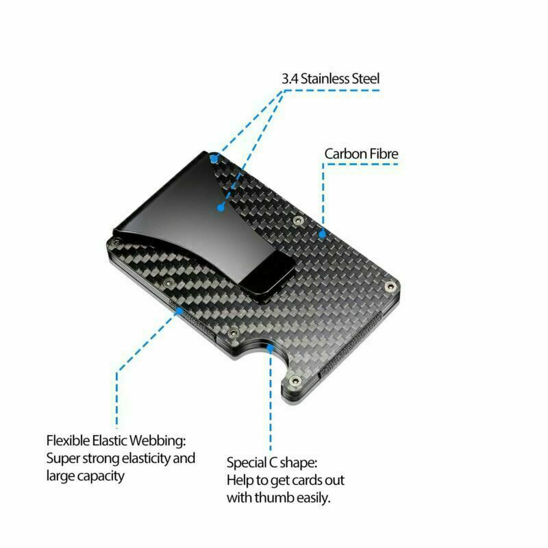 Mens RFID Blocking Carbon Fiber Ridge Wallets Money Clip Front Pocket Bank Credit Card Holders Minimalist Antimagnetic Purse Cards - view 6