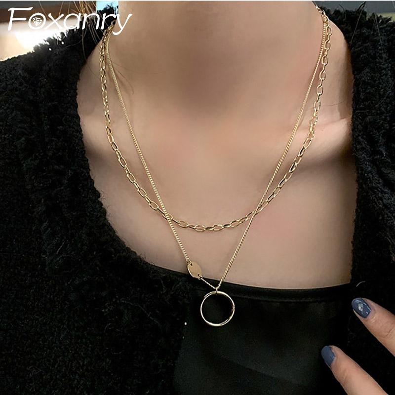 Foxanry 925 Sterling Silver Sweater Necklace New Fashion Vintage France Gold Plated Double-layered Chain Elegant Party Jewelry
Foxanry 925 Sterling Silver Sweater Necklace New Fashion Vintage France Gold Plated Double-layered Chain Elegant Party Jewelry