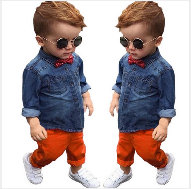 Spring Autumn Boys Clothing Sets Kids Long Sleeve Cowboy Shirts With Bowtie+Pants 2pcs Set Children Suit Boy Outfits, As picture
Spring Autumn Boys Clothing Sets Kids Long Sleeve Cowboy Shirts With Bowtie+Pants 2pcs Set Children Suit Boy Outfits, As picture