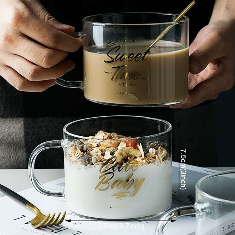 Letters Glass Water Cup Fashion Half Flaring Coffee Mugs Household Security Bursting Prevention Handle Breakfast Mug Cups VTKY2218, White/black/gold/transparent
Letters Glass Water Cup Fashion Half Flaring Coffee Mugs Household Security Bursting Prevention Handle Breakfast Mug Cups VTKY2218, White/black/gold/transparent