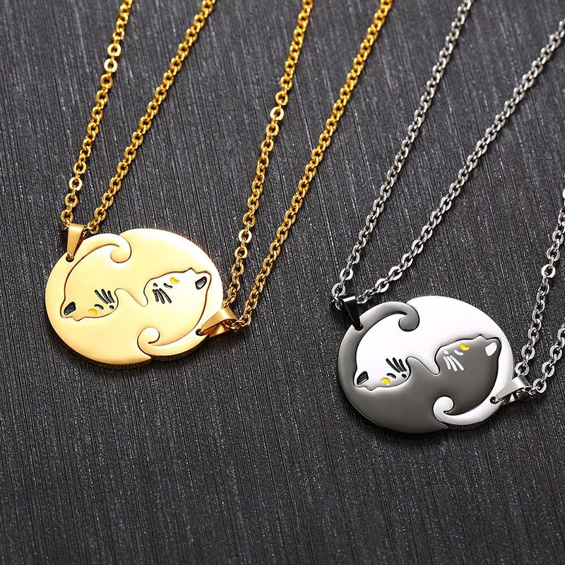 Chains Cute His And Her Couples Match Necklaces Stainless Steel Beloved Pet Cat Pendant Colar Gifts Free O Chain 20" 1 Pair
Chains Cute His And Her Couples Match Necklaces Stainless Steel Beloved Pet Cat Pendant Colar Gifts Free O Chain 20" 1 Pair
