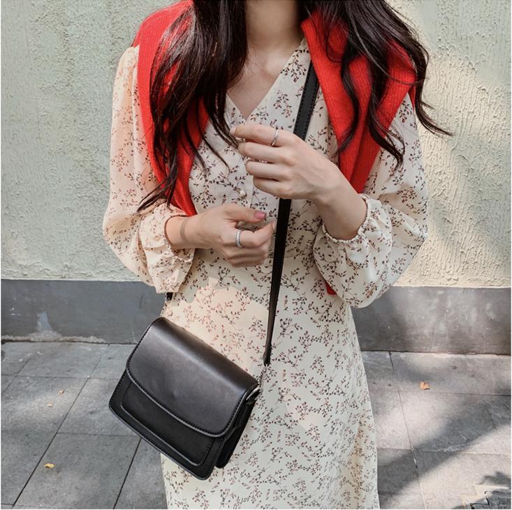 Vintage Vneck Buttons Laceup Female Chiffon Dress Full Sleeve Midi Dress Elegant Casual Floral Print Women Dress T200613