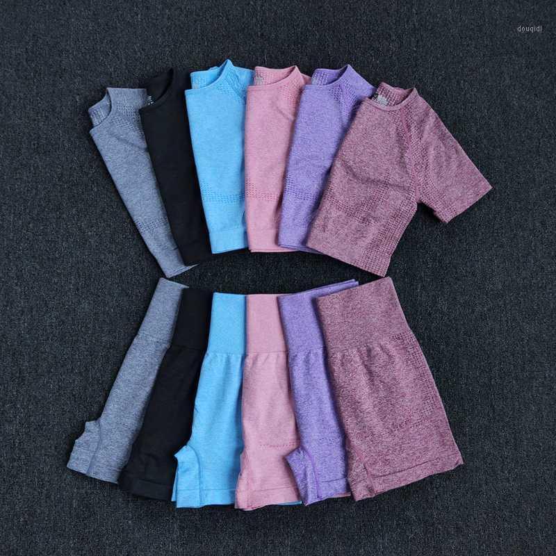 Seamless Women Yoga Set Crop Top Short Sleeve Shirt Fitness Shorts Workout Clothes for Women Gym Clothing Yoga Sport Set1, Blue
Seamless Women Yoga Set Crop Top Short Sleeve Shirt Fitness Shorts Workout Clothes for Women Gym Clothing Yoga Sport Set1, Blue
