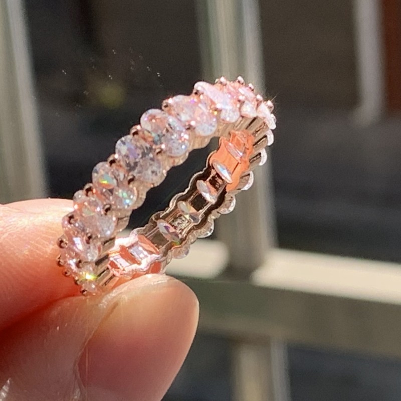 Rose Gold Oval Cut CZ Dia Engagement Ring Set for Women, Sterg Sier Bridal Wedding Band , Cubic Zirconia 2024 Gift 0f3e