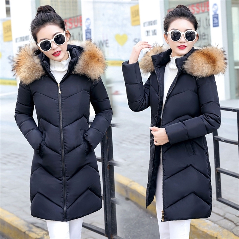 Jacket for Women Hooded Slim Cotton Padded Winter Woman Jackets Long Female Coat Warm Down Parkas Chaqueta Mujer Y201001