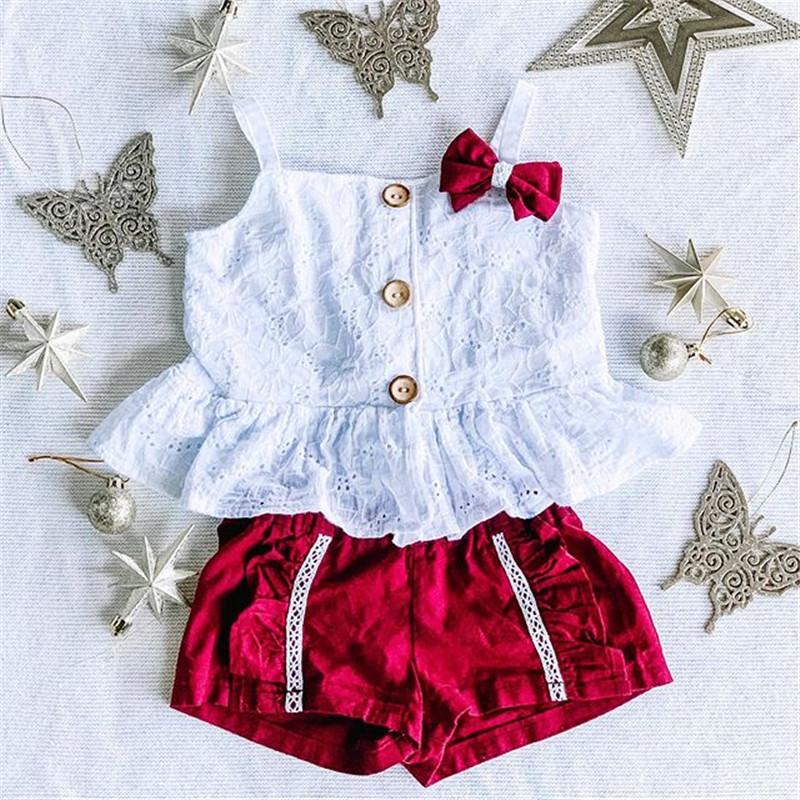Valentine's Day Lovely Baby Girls Clothes Sets 3pcs Single Breasted Sleeveless Vest Tops Ruffles Red Shorts Headband, As pic
Valentine's Day Lovely Baby Girls Clothes Sets 3pcs Single Breasted Sleeveless Vest Tops Ruffles Red Shorts Headband, As pic
