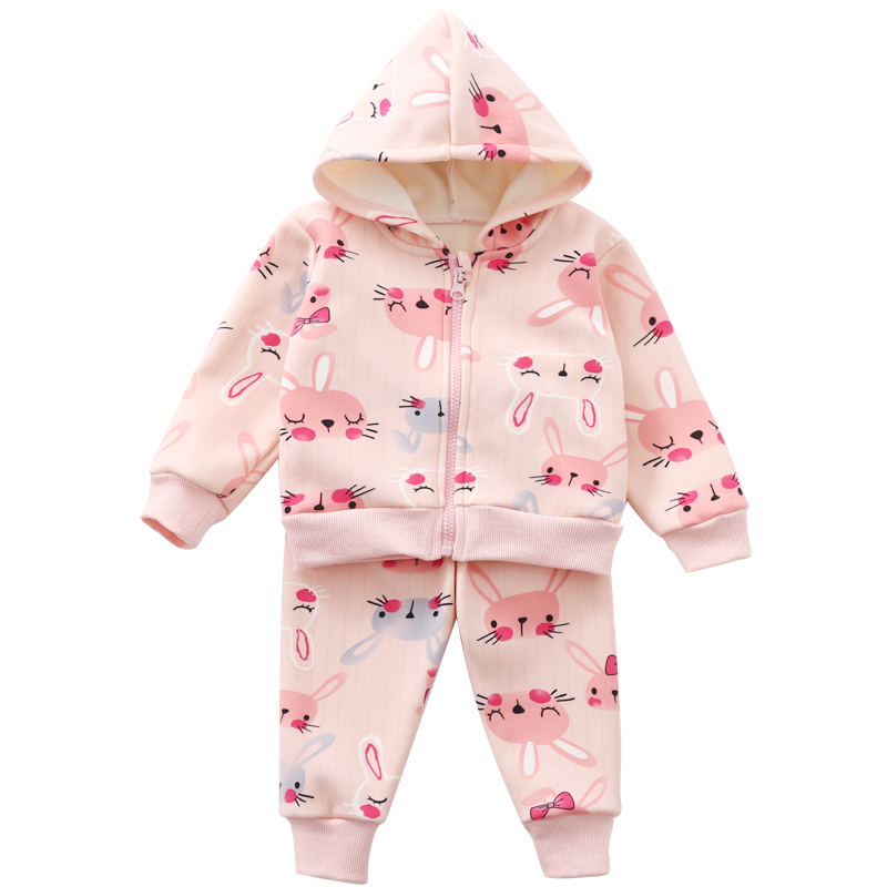 Children Spring Autumn Sports Clothes Set Boys Girls Plus Fleece Hoodies Pants Outfit Baby Kids Cardigan Jacket Clothing SetX1019
