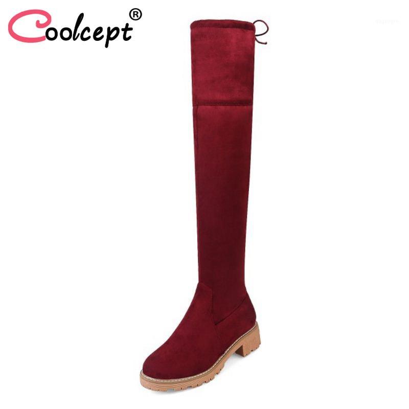 CoolCept Size 34-43 Women Over Knee Boots Square Heels Solid Shoes Female Lace Up Botas Classic Flock Ladies Footwear1, Wine red
CoolCept Size 34-43 Women Over Knee Boots Square Heels Solid Shoes Female Lace Up Botas Classic Flock Ladies Footwear1, Wine red