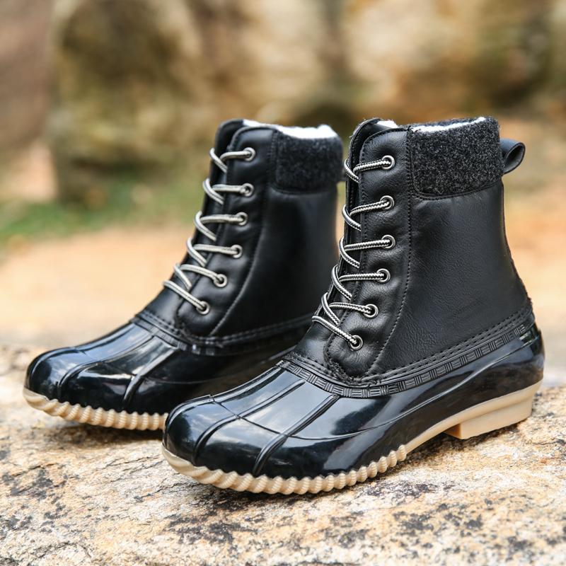 STS Women's Boots Lady Duck Boot With Waterproof Zipper Rubber Sole Women Rain Boots Lace Up Ankle Shoes Fur Winter Women Shoes1