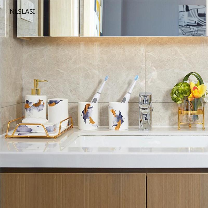 Nordic Ceramic Bathroom Accessory Set Washing Tools Soap dispenser gargle cup Toothbrush Holder With tray Household Articles
Nordic Ceramic Bathroom Accessory Set Washing Tools Soap dispenser gargle cup Toothbrush Holder With tray Household Articles